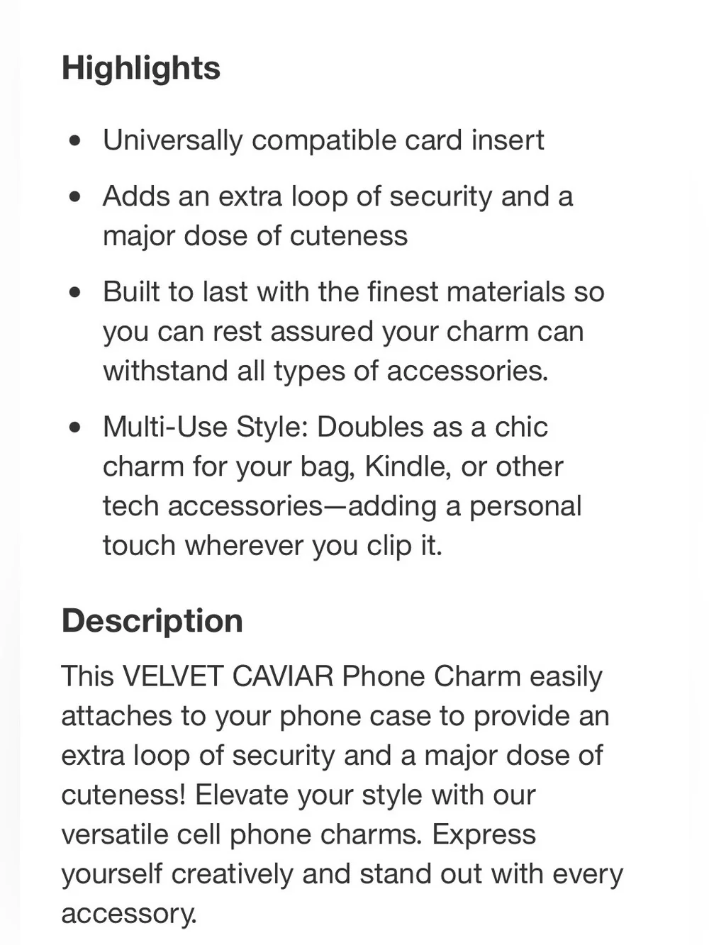NEW Velvet Caviar coffee please cappuccino phone charm bracelet fits ANY phone